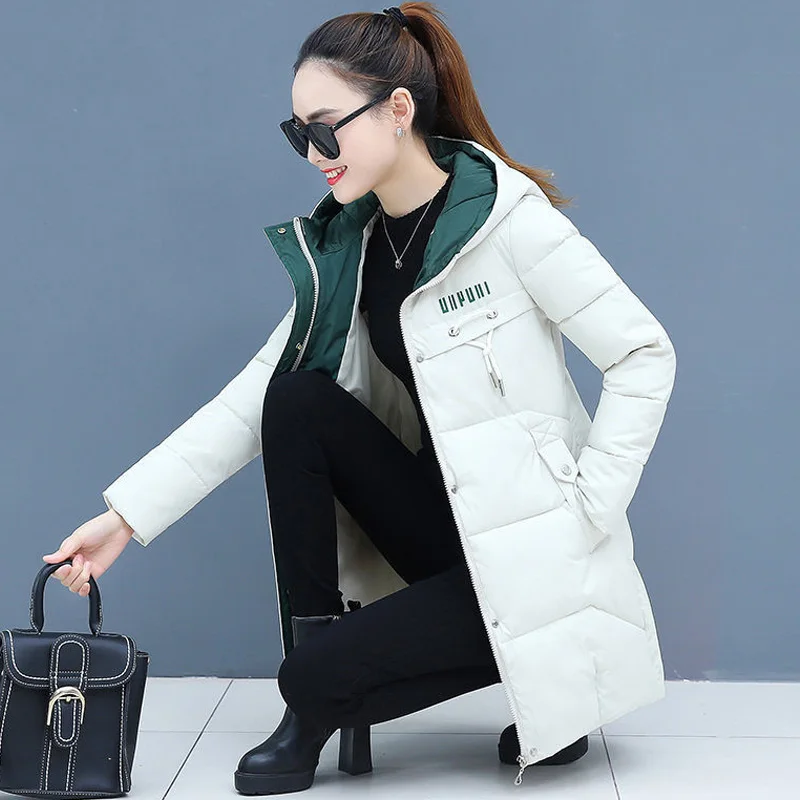 

2023 New Winter Coat Women Jacket Thicken Parkas Casual Hooded Wadded Jacket Female Long Park Outerwear Gilrs jaqueta feminina