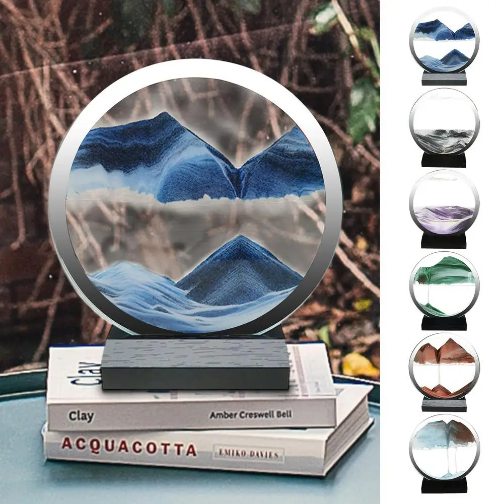 

Движущийся песок художественная картина для офиса и дома Декор пескоструйные картины Круглое стекло 3D глубоководное движение дисплей песо...