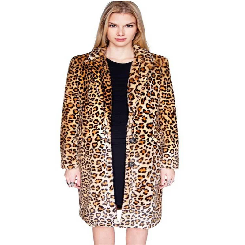 Autumn Leopard print faux mink leather jacket womens winter thicken warm fur leather coat woman loose jackets fashion 4XL
