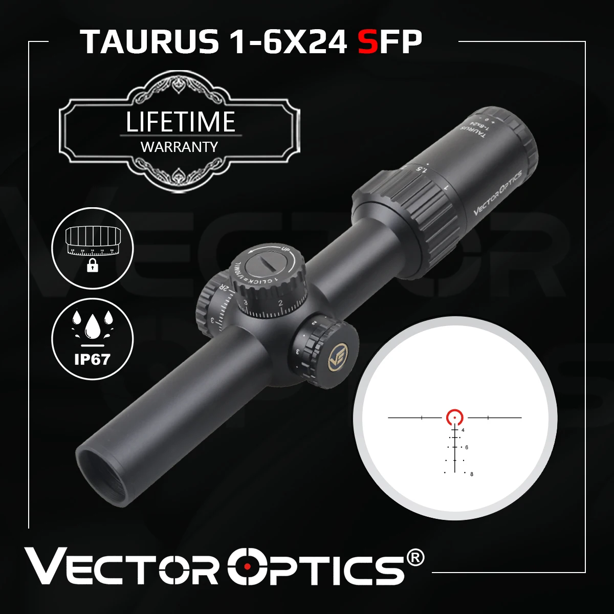 Оптический прицел Vector Optics Taurus 1-6x24 SFP LPVO, оптический прицел с широким углом обзора, с длинным глазом, идеально подходит для съемки на рассвете и в сумерках, подходит для AR 15