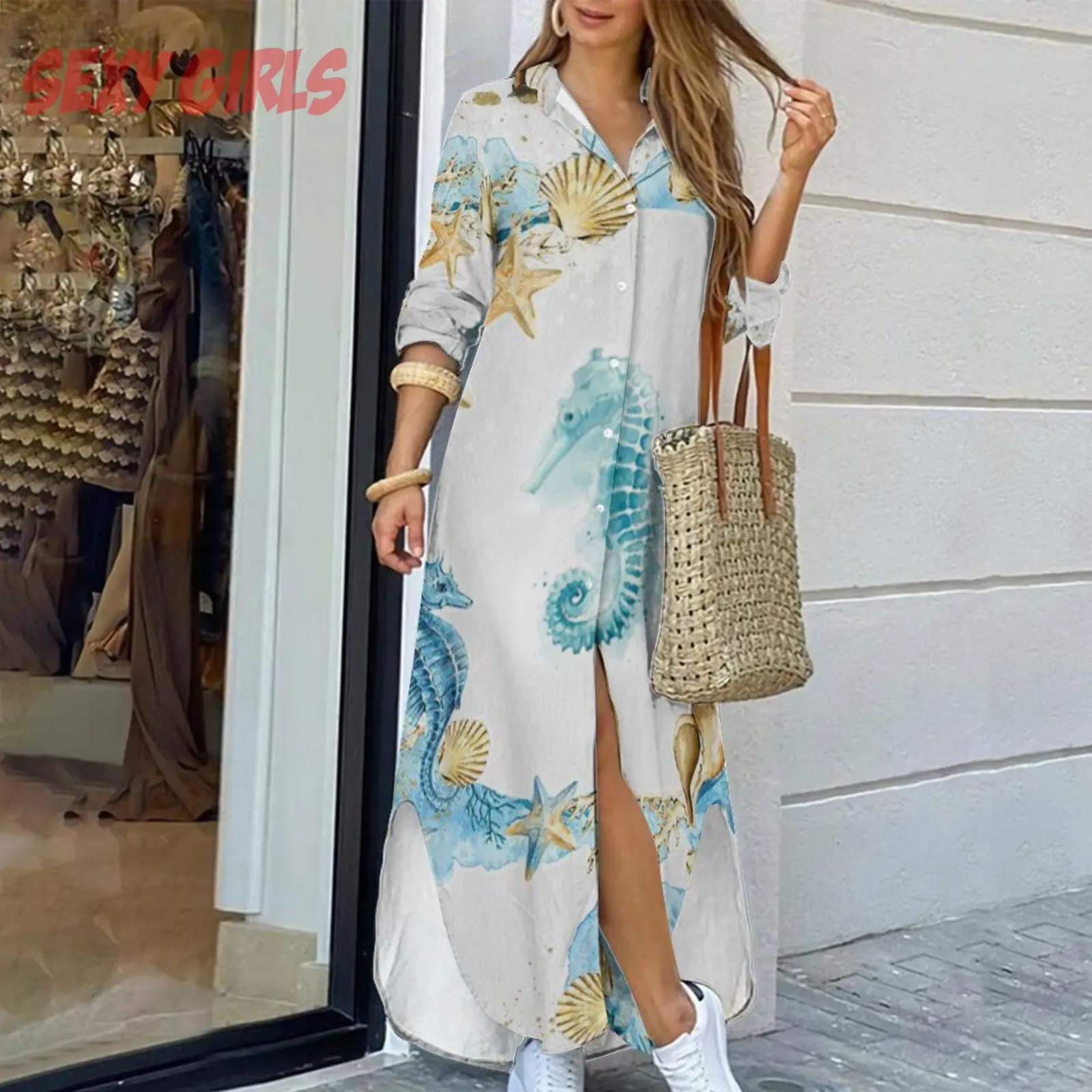 

2023 Autumn Casual Turn-down Collar Shirt Fashion Patchwork Long Sleeve Buttons Colorful Elegant Chic Women Dresses Promotion