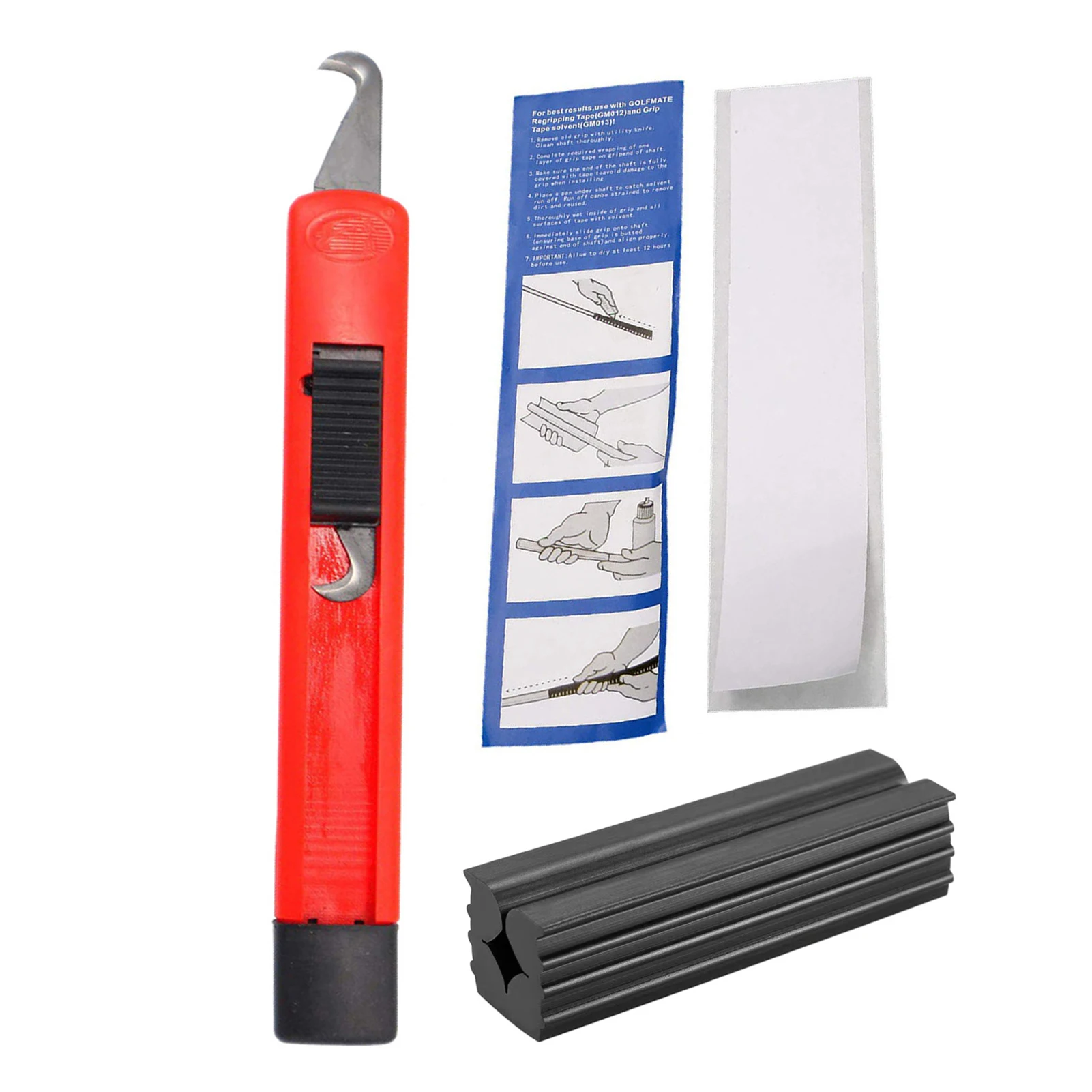 

Golf Grip Replacement Kit Golf Club Regripping Set Double Coated Re-Grip With Tape Hook Blade Rubber Vise Clamp Remover Tool