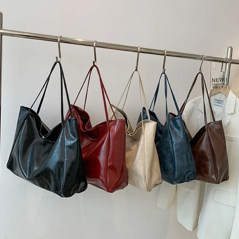 

Women Bucket Bag Fashion PU-Leather Shoulder Bag Large Capacity Handbag Tote Bag G5AE