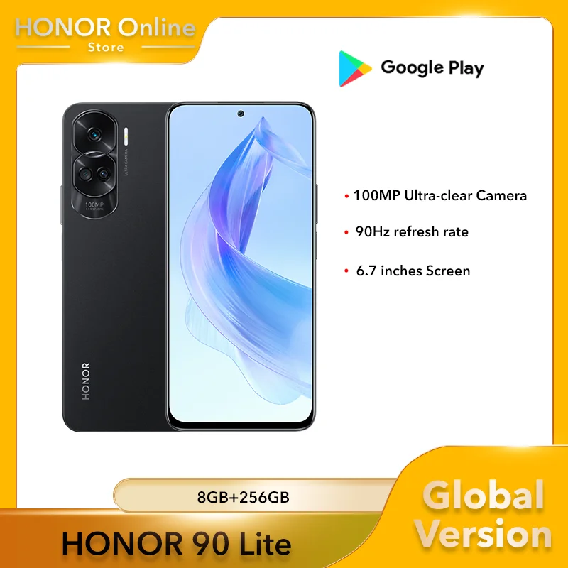 Global Version HONOR 90 Lite MediaTek Dimensity 6020 5G 6.7 inches Display 256GB ROM 100MP Camera 4500 mAh Battery