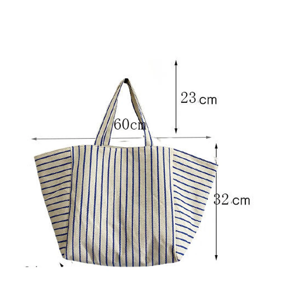 Stripe Canvas Tote Bags Women Luxury Designer Fashion Simple Handbags Female Vintage Versatile Large Capacity Shopping Bags