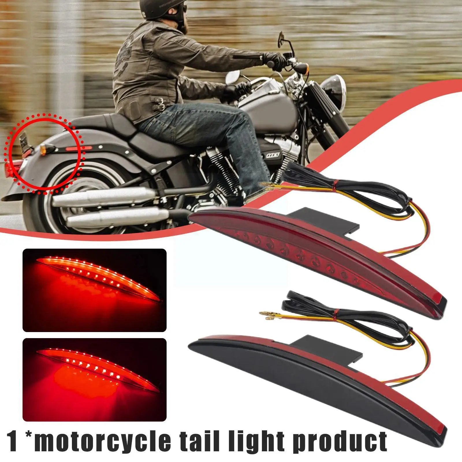 

Rear Fender Tip Brake Tail Light LED Suit for Harley Breakout FXSB Motorcycle Accessories 2 Color I7Y3
