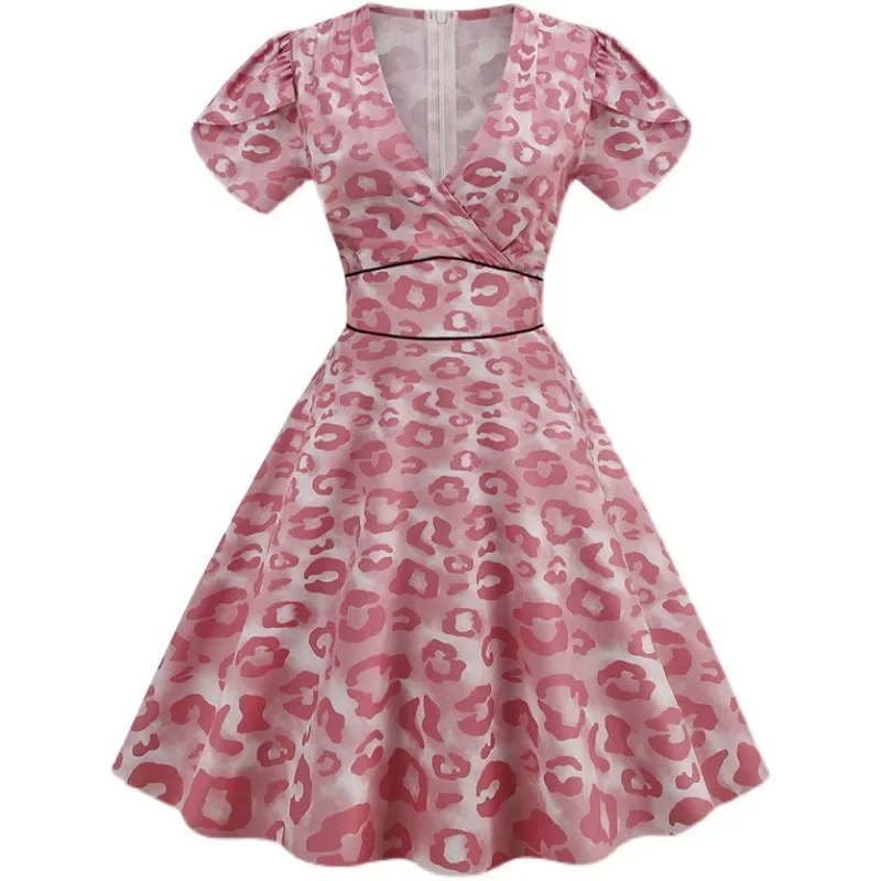 Новинка 2022 винтажная большая юбка с принтом в стиле Hebon v-образным вырезом и