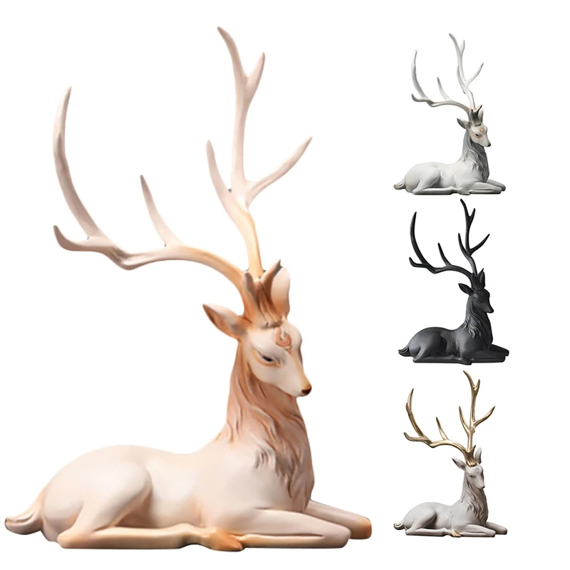 

Creative Elk Resin Ornaments Home Furnishings Wine Cabinet Decor Deer Figurines For Interior Nordic Animal Statues