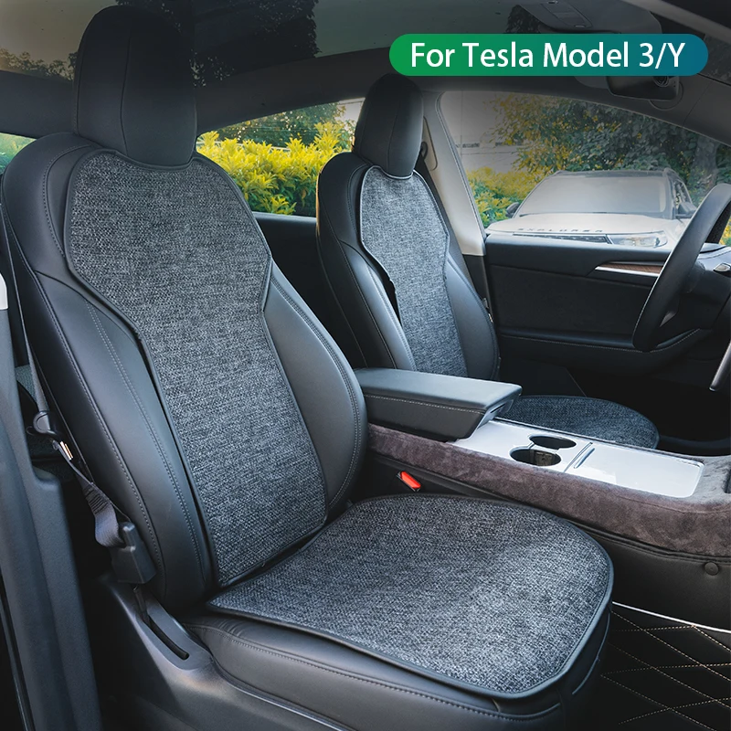 

For tesla model 3 2019-21 2022/model y seat cover linen cushion Breathable Sweatproof Four Seasons Seat Cover Car Accessories