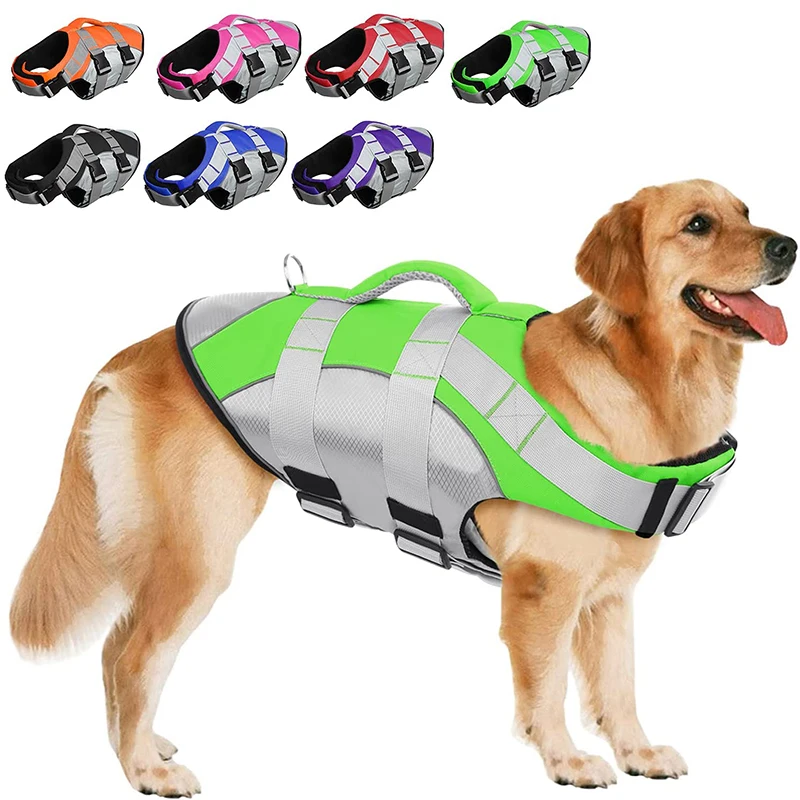 

Dogs Safety Summer Swimwear Small Jacket Clothing For Dog Life Bulldog Swimsuit Pet Life Harness Vest Labrador Pet Large