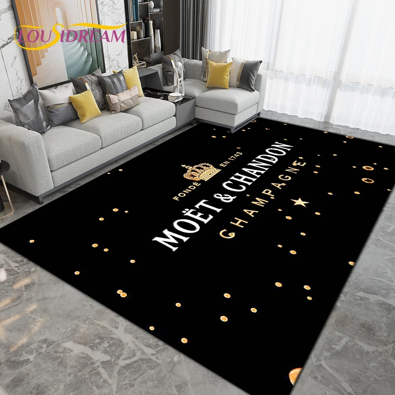 

Champagne Moet & Chandon Area Rug Large,Carpet Rug for Living Room Bedroom Sofa Decoration,Kitchen Bathroom Non-slip Floor Mats