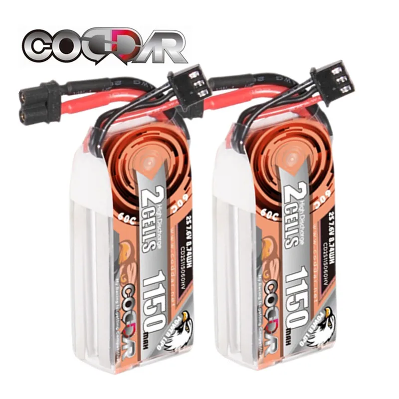 

2/4PCS CODDAR 2S Lipo Battery 7.6v 1150mah 60C Fpv Drone HV Battery with XT60 XT30 Connector for RC Airplane Drone Boat Car