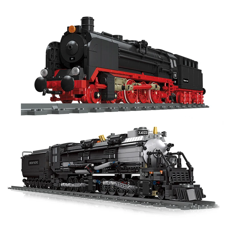 City BigBoy Steam Train Model Technical Building Blocks BR01 Rail Locomotive Bricks MOC Toys Gifts for Children Boys Friends