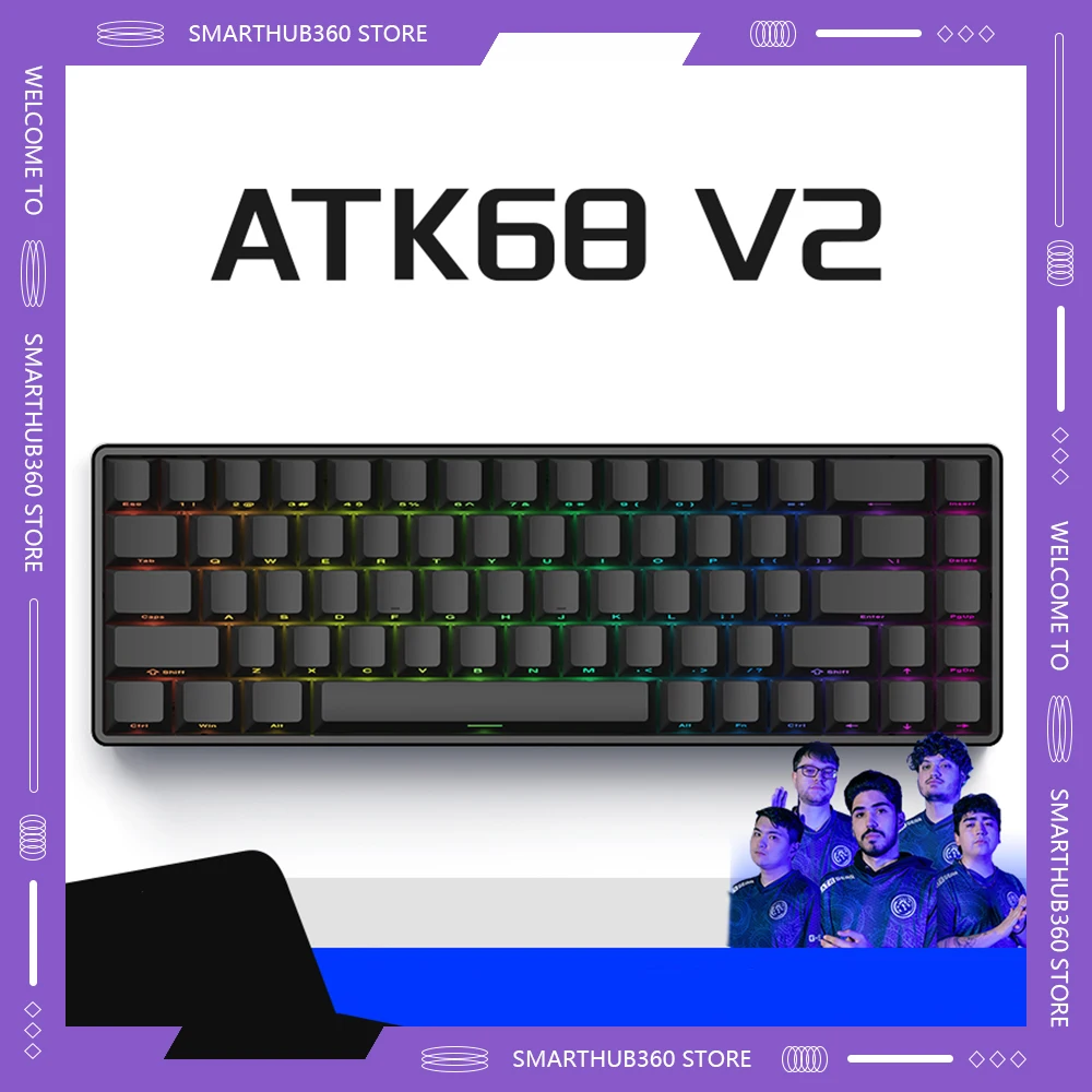 Atk68 V2 Механическая клавиатура для геймеров с RGB-подсветкой горячая замена