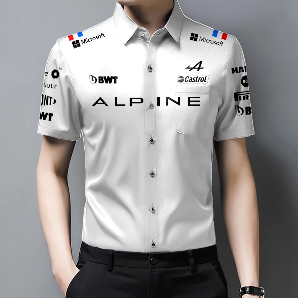 

Summer Hot Sale Formula2022 One Alpine F1 Team Short Sleeve Shirt Blue High Quality Shirt. Customizable Name Numbers