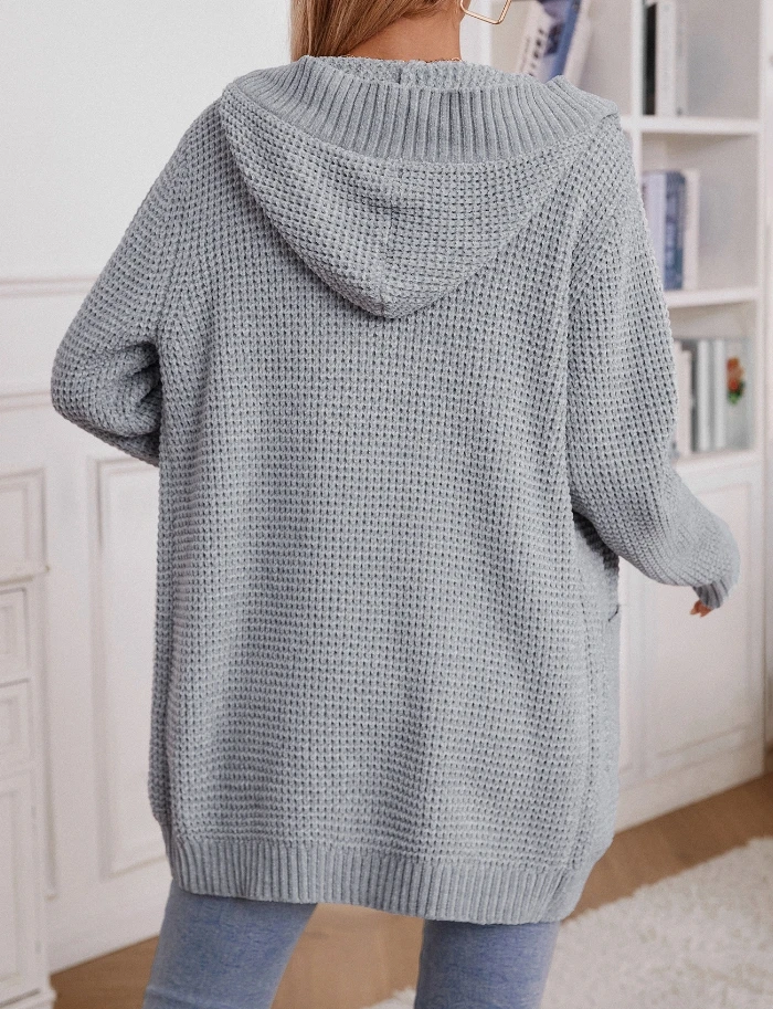 Новинка длинный осенне-зимний вязаный кардиган с капюшоном куртка в стиле ретро