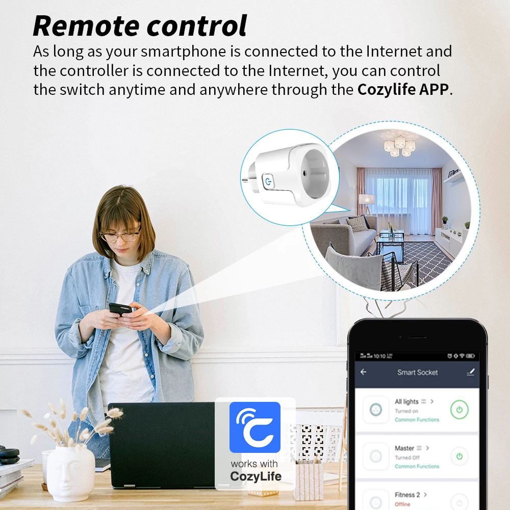 Смарт-розетка CozyLife 16 А с голосовым управлением