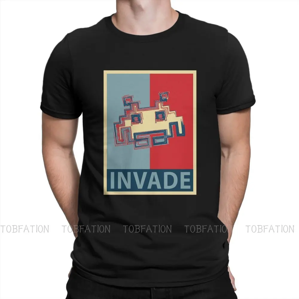 

Space Invaders Shooting Video Game The lines Aliens Tshirt Black for Men Oversized T Shirt Graphic Men's Tops Streetwear