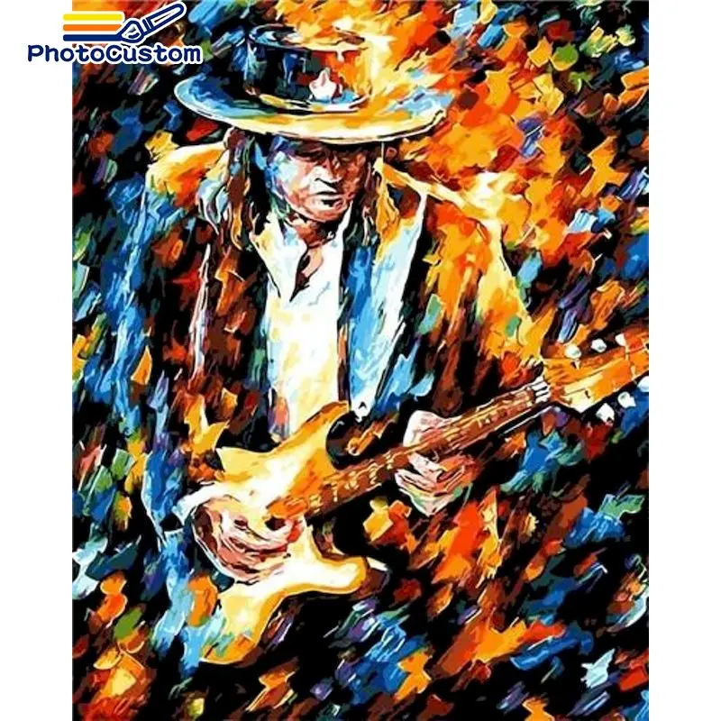 

PhotoCustom DIY Man Pictures By Number Kits Home Decor Painting By Numbers Guitar Portrait Drawing On Canvas HandPainted Art Gif