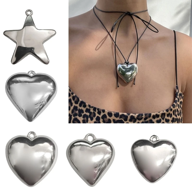 

Sweet Love Heart Tassels Pendants with Hole Summer Silver Large Star Tags for DIY Keychain Necklace Jewelry Making