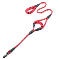double handle dog leash reflective pet traction rope nylon walking jogging running lead for large medium dog dog seat belt