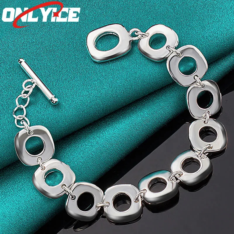 

925 Sterling Silver Smooth Round Chain Bracelet Ladies Fashion Glamour Christmas Party Wedding Engagement Jewelry