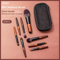 8pc mini travel portable makeup brushes set make up kit eyeshadow powder eyebrow blush face brush animal hair high quality brush