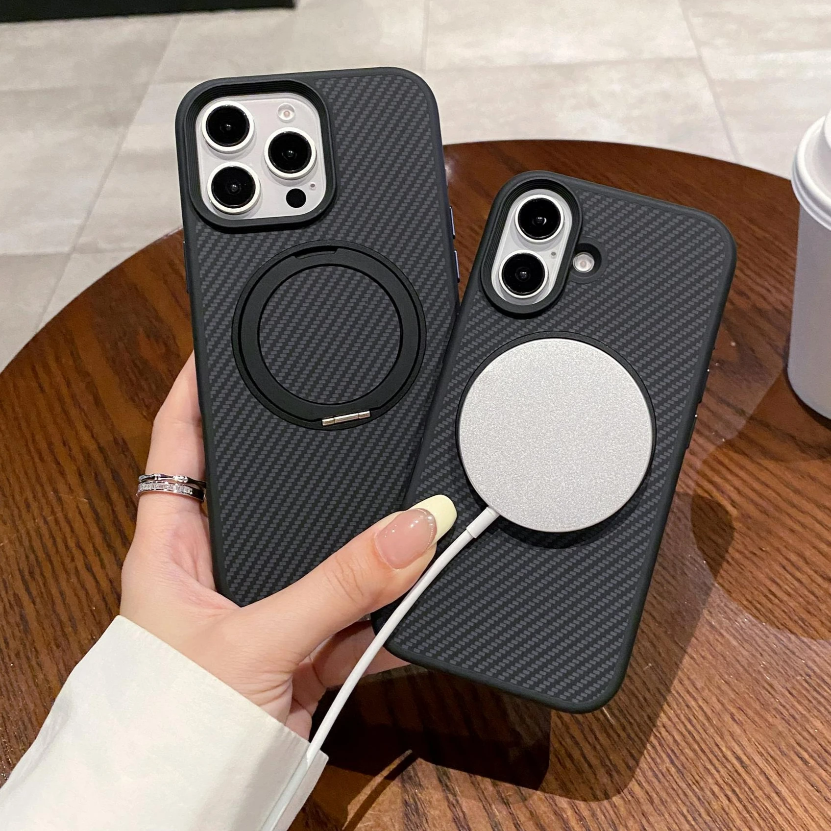 Приятный для кожи матовый вращающийся чехол с кольцом-держателем Magsafe IPhone 16 Plus Pro