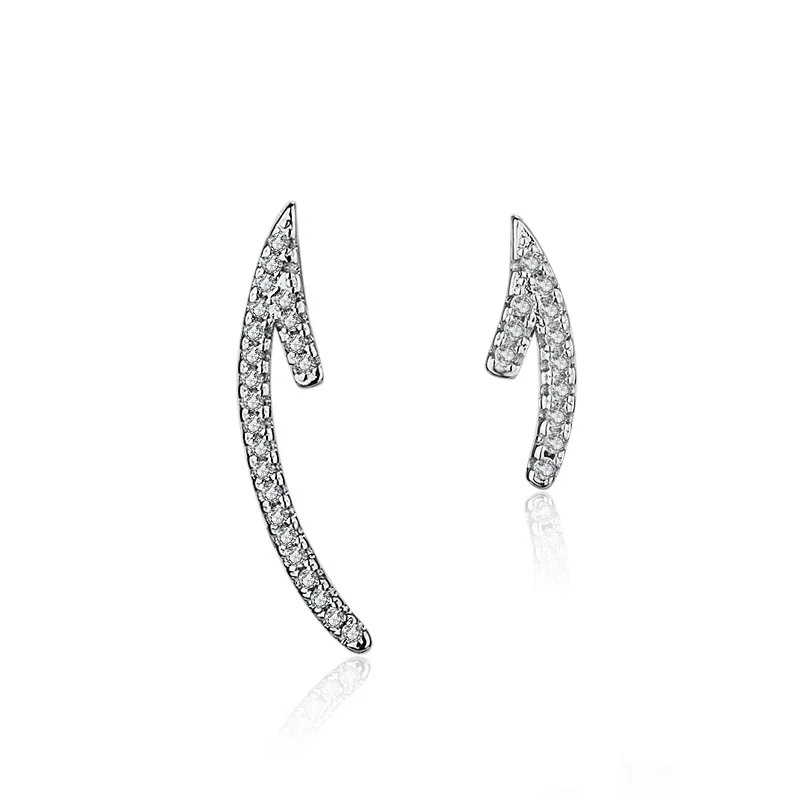 

Luxury 925 Stamp Silver Color Women Jewelry New Fashion Earrings Arrow Asymmetric Style Stud Earing Vintage Charm Girls Gifts