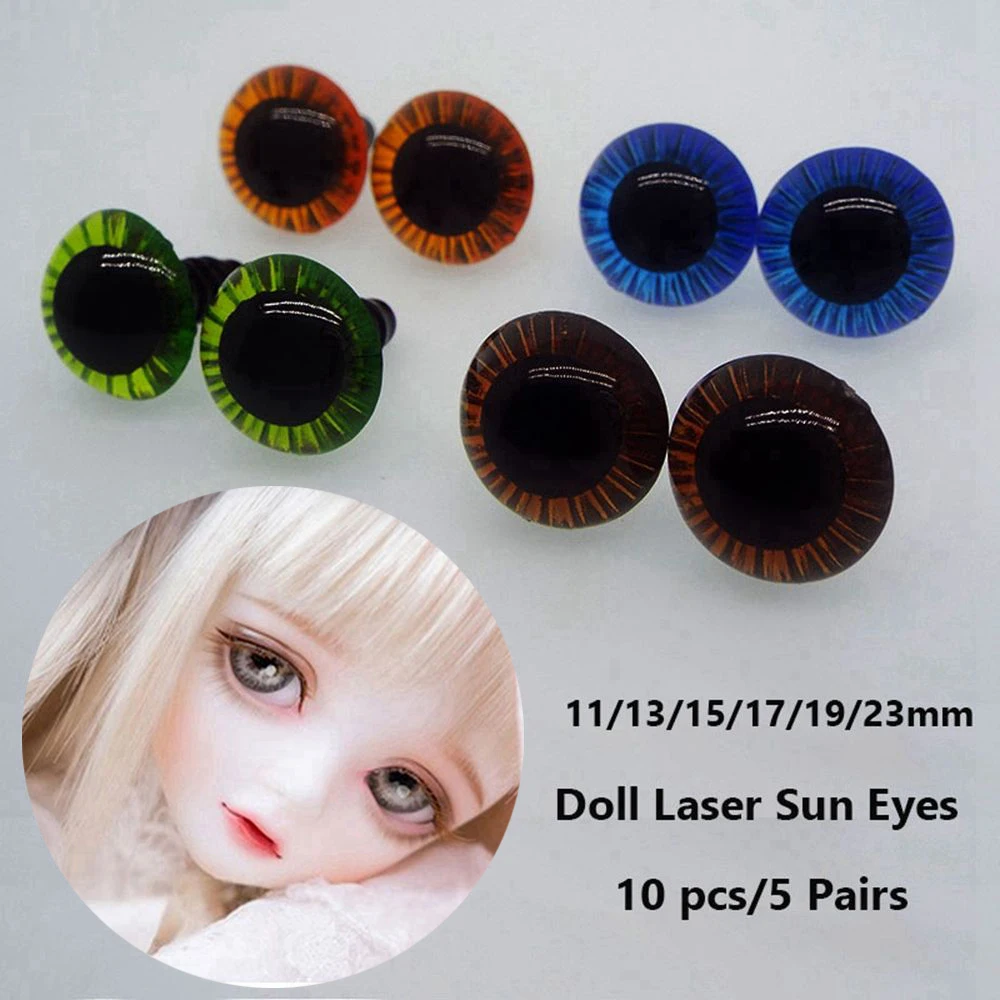 

5Pairs 11/13/15/17/18/23mm Plastic Eyes For BJD Doll Safety Animal Toy Eyeball Laser Sun DIY Doll Making Crafts Accessories