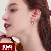 minority nationality ancient chinese ethos quality earring birds crane enamel painted oil of high quality senior earrings female