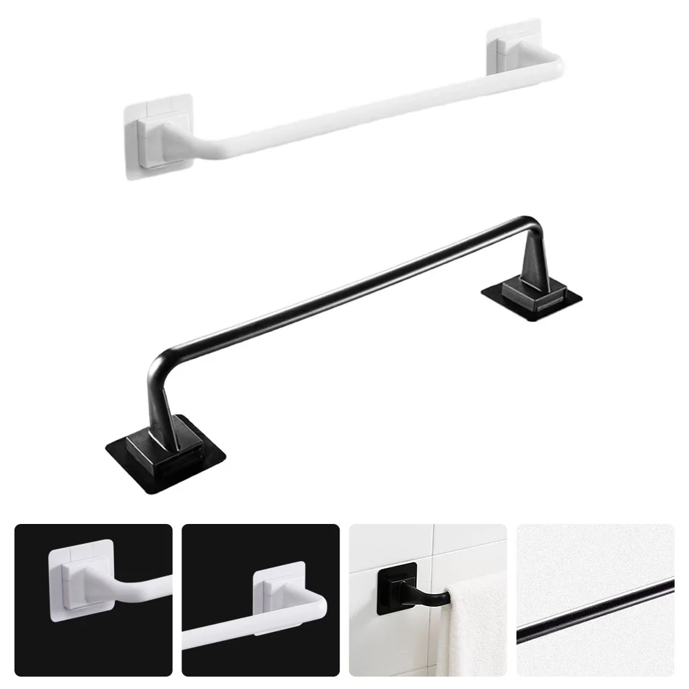 

2 Pieces Towel Storage Holder Wall Mounted Shelves Rod Rack Household Shelf Bathroom