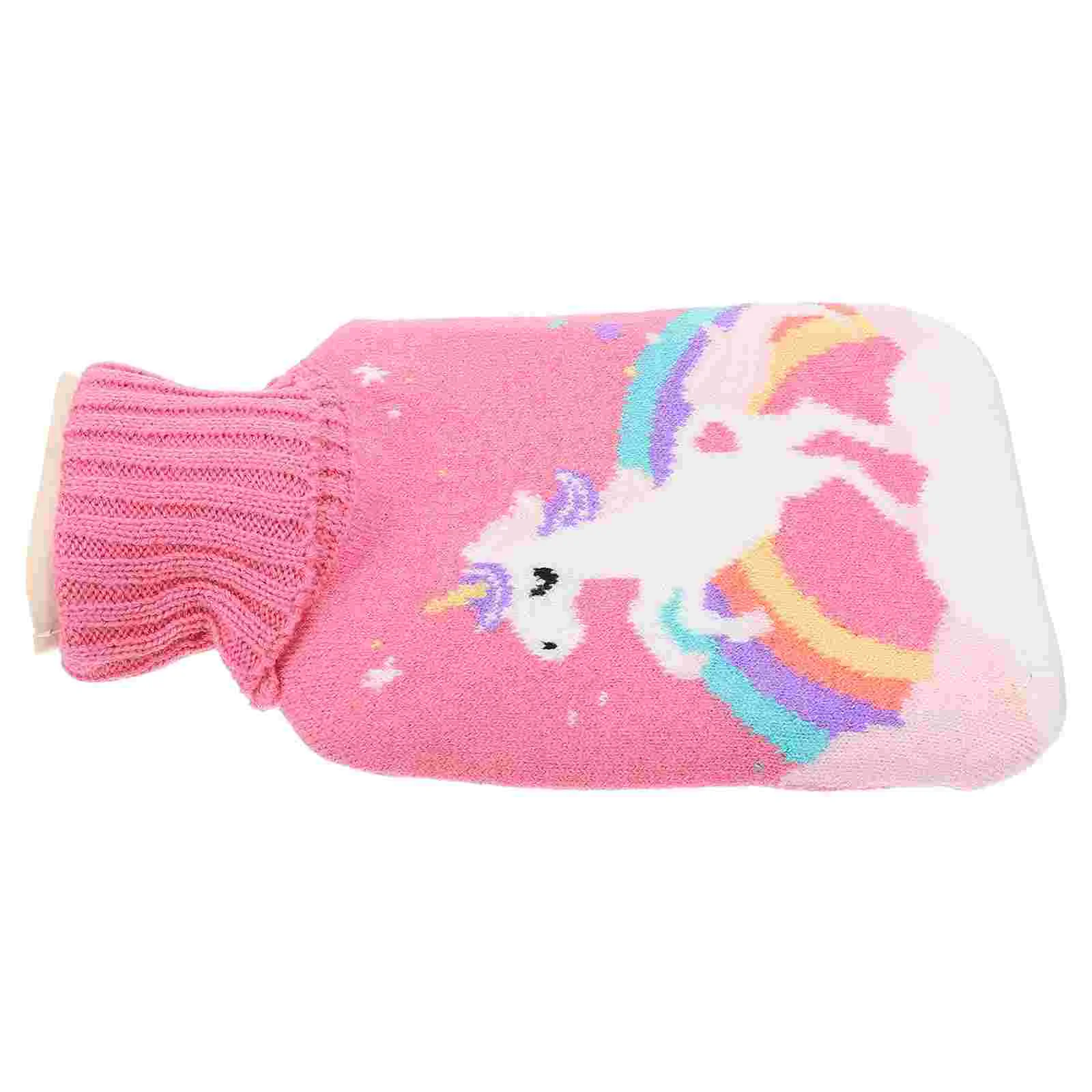 

Water Hot Bottle Bag Warmer Portable Winter Plush Hand Lovely Cover Knitted Muscle Aches Small Warm