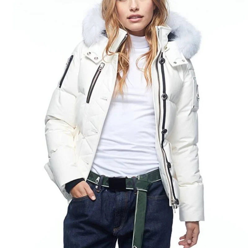 

Top Quality Real Fox Fur Womens Canadian Mooses 3Q Parka Down Jackets Winter Warm Outdoor Coat Windproof Fashion Thicker