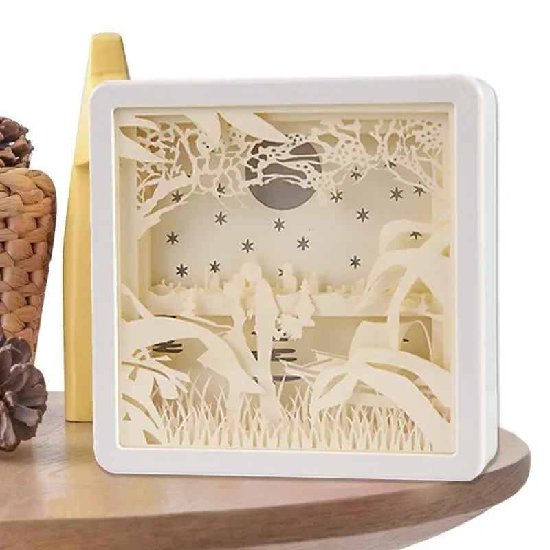 

Paper Cut Night Light Portable 3D Paper Carving Lamp Shadow Light Box Shadow Night Light Paper Light Box Valentine's Day Gift