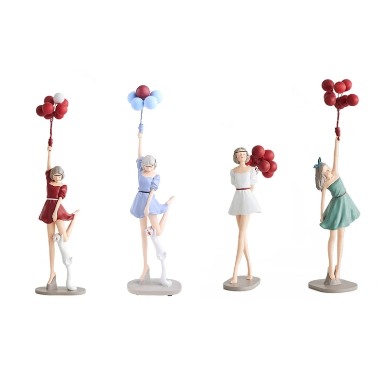 

Статуя девочки с воздушным шаром в скандинавском стиле, Статуэтка из смолы для поделок, мультяшная фигурка, модель, скульптура для дома, гос...