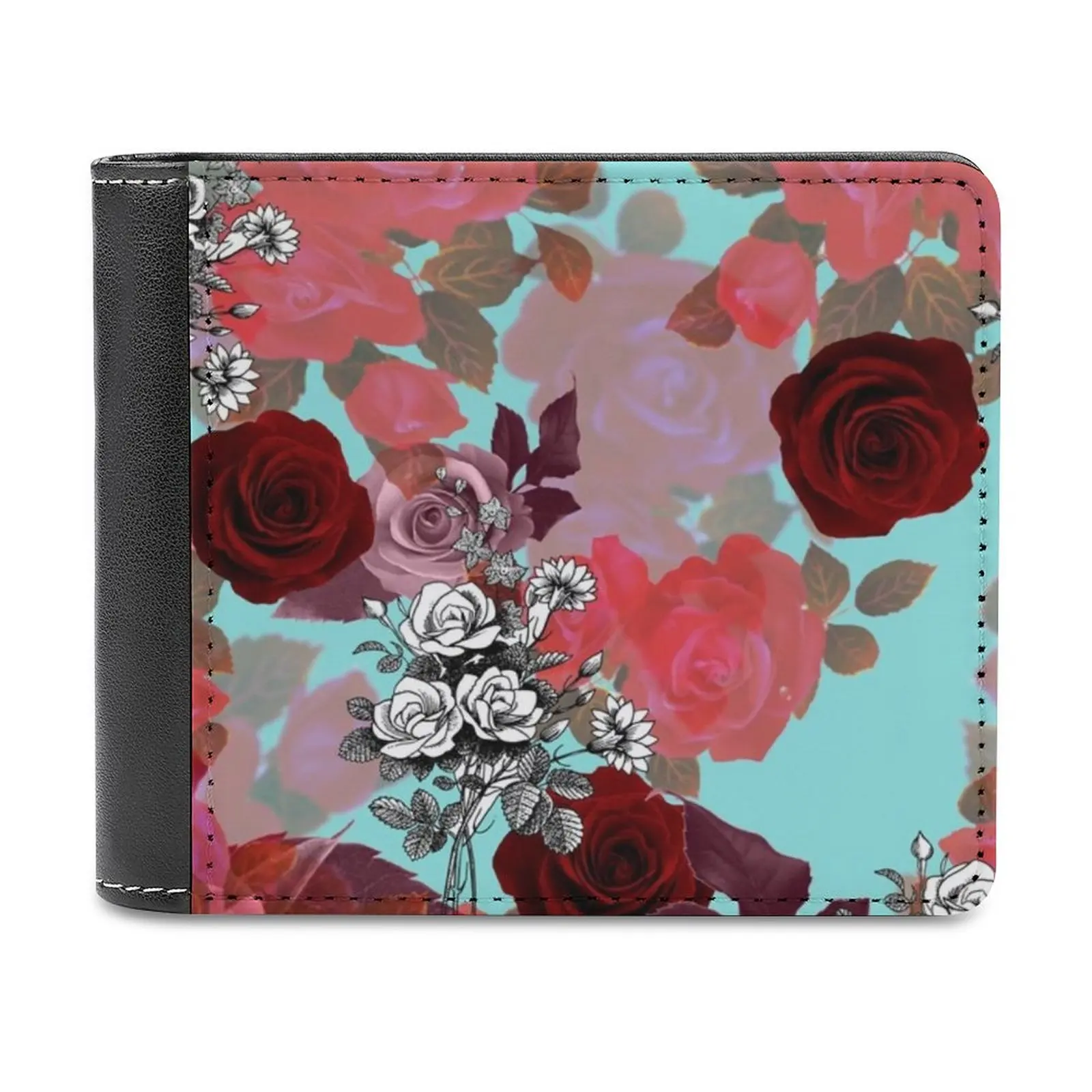 

Rosen'Rose #Giftoriginal Men's Wallet Purses Wallets New Design Dollar Price Top Men Leather Wallet Roses Flower Flora Nature