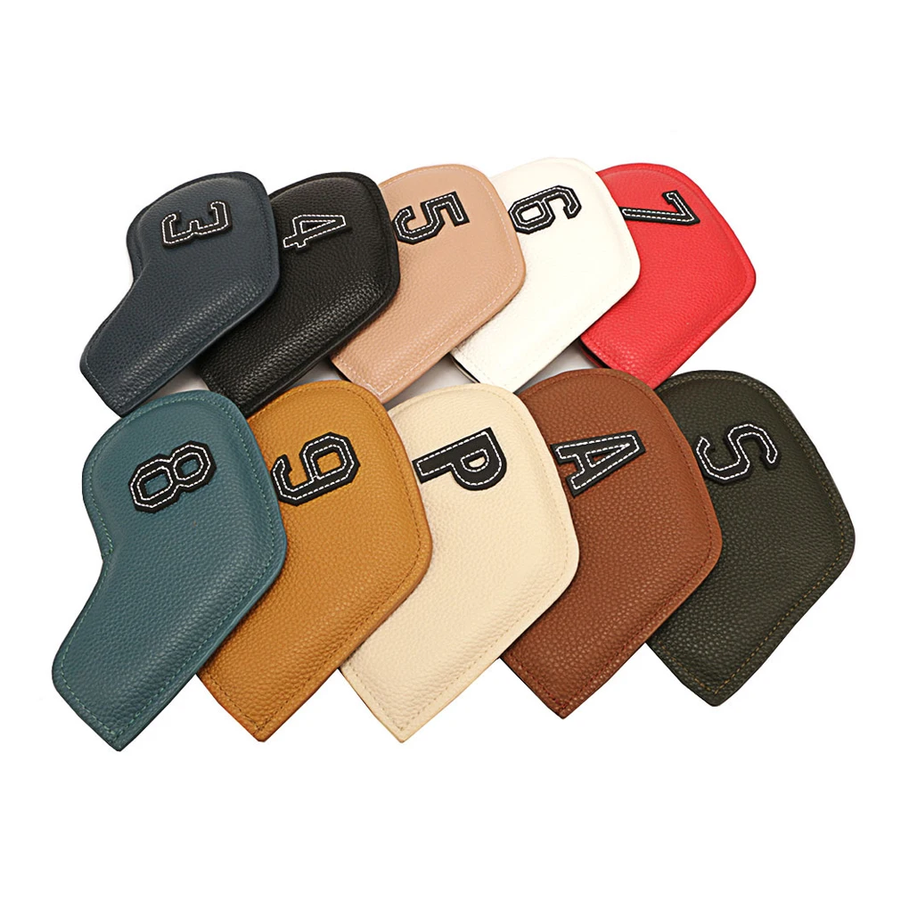 

Pack of 10 Golf Club Headcovers PU Decorations Clubs Head Cover Anti-scratched Protector Covers Accessories for Exercising