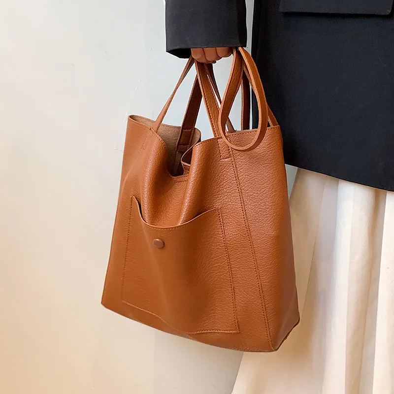 

Вместительная винтажная женская сумка-тоут, Новая высококачественная Женская трендовая Повседневная однотонная сумка 2022