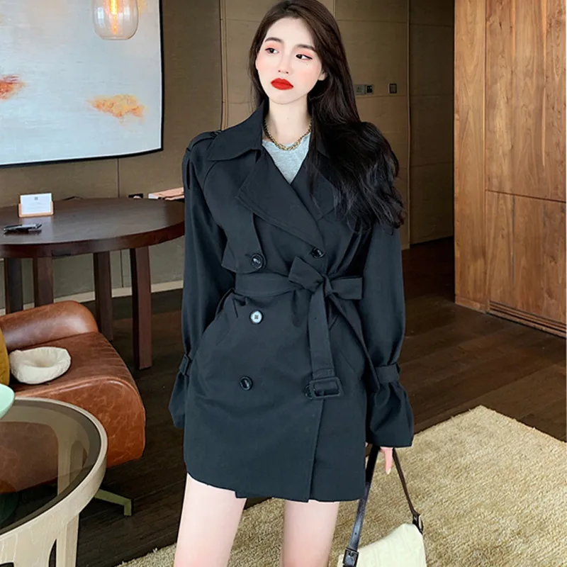 

Осень 2022, ветровка в западном стиле с поясом, двубортная женская одежда