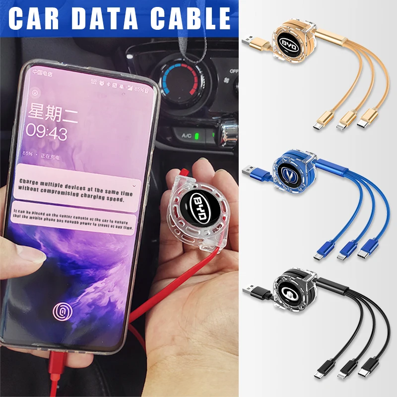 Автомобильный Выдвижной зарядный кабель USB Три в одном для Mercedes Benz AMG GLC GLE CLA W204 W203