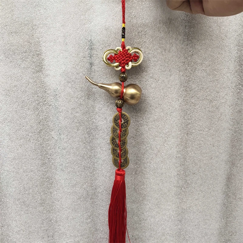 

Pure copper gourd ornaments, five-emperor money boutique pendants, car pendants in the living room, auspicious