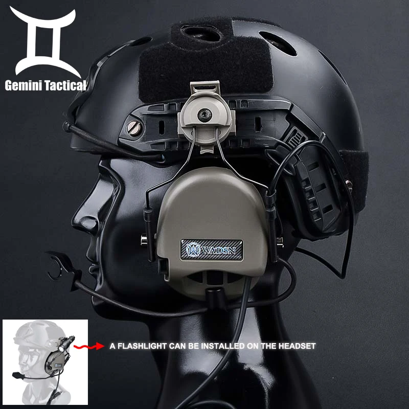 Sordin Military Fast Helmet Headset Airsoft Hunting Shooting Headphone CS Wargame Earphone ARC Adapter No Noise Canceling M300 