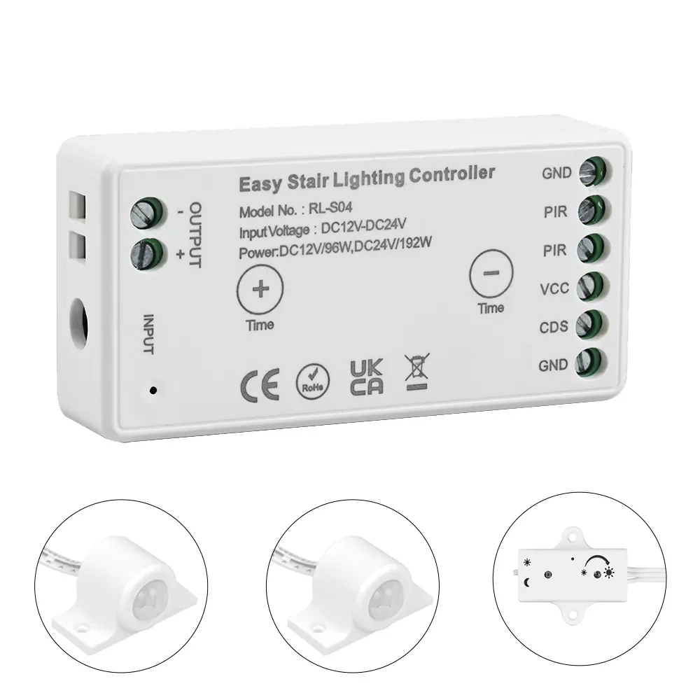

Easy Install Step Stair PIR Motion Sensor Controller With Daylight Sensor DC 12V/24V For Single Color LED Strip Light