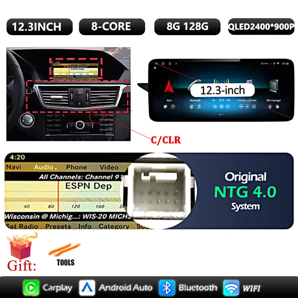 

Android 15 Carplay автомобильный радиоприемник мультимедийный плеер для Mercedes Benz E Class W212 2009-2016 QLED экран 4G автоаксессуары стерео