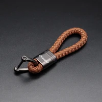 for skoda octavia a7 vrs a5 3 leather rope keychain hand braided rope detachable metal luxury key chains truck accessories