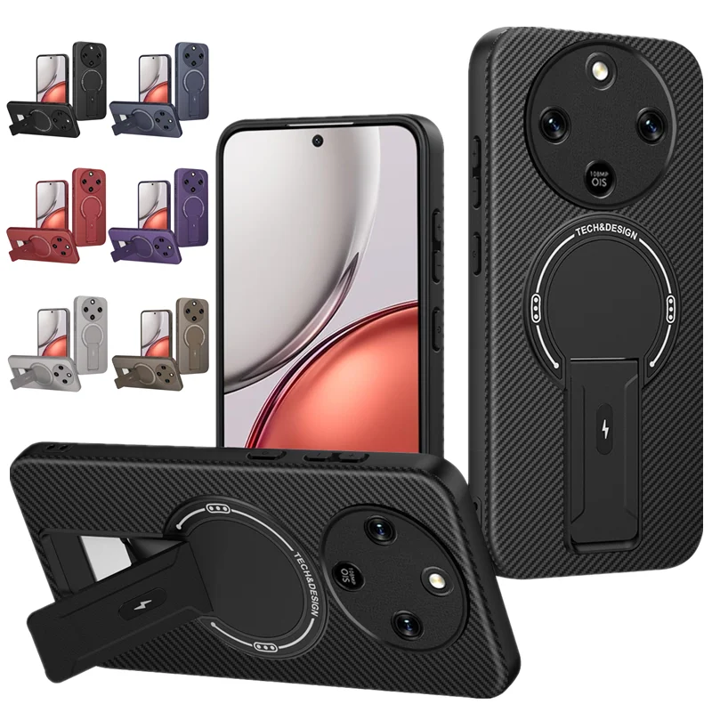 Фото Чехол с узором из углеродного волокна для Honor Magic 8 7 Magic 8 Lite X9d X9c Smart Cover, магнитный складной держатель с беспроводной зарядкой, принципиально №2