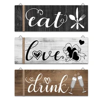 3pcs wall decor wooden hanging wall sign wooden wall art for home kitchen dining room restaurant coffee shops farmhouses