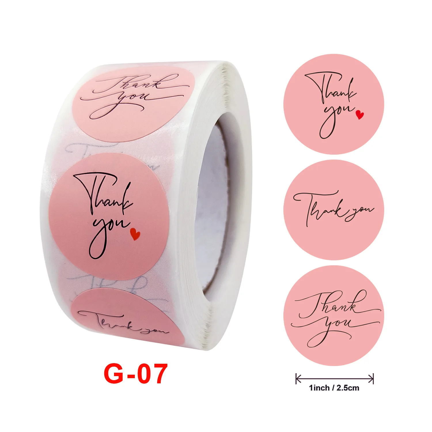 

500pcs/ roll Thank You Sticker packaging Envelope Seal Scrapbook Sticker Pink Heart Cute Round Sticker Stationery Label Stickers
