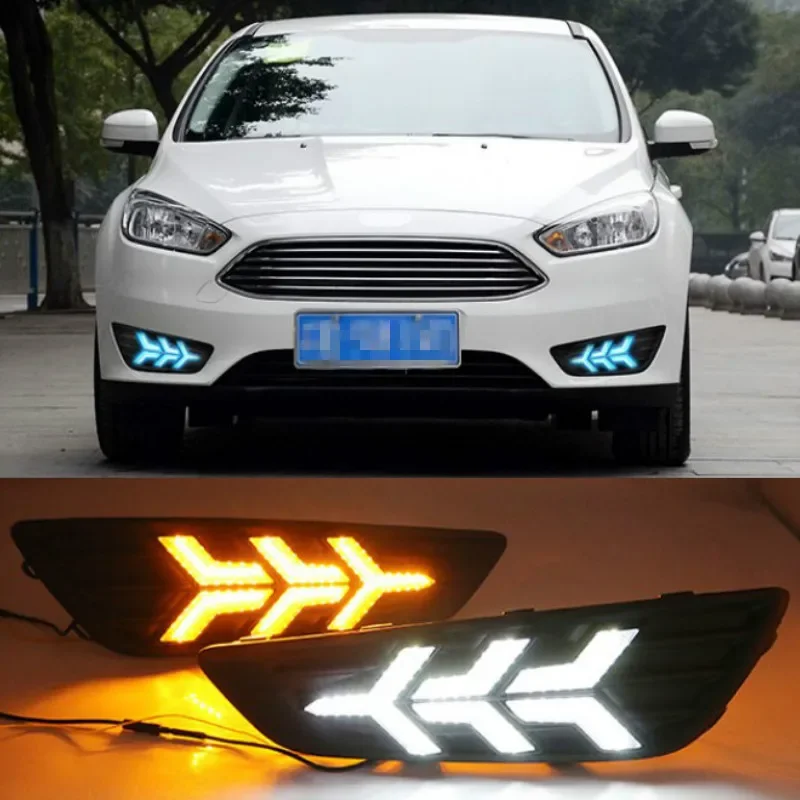 2 шт. светодиодные дневные ходовые огни для Ford Focus 3 MK3 2015 2016 2017 2018 желтая функция